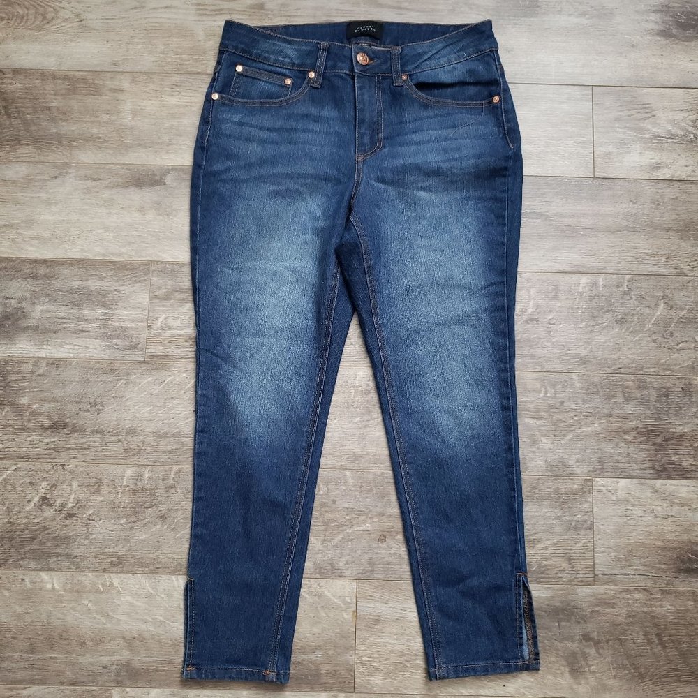 Cherry Blossom Dark‎ Wash Ankle Slit Skinny Jeans 10